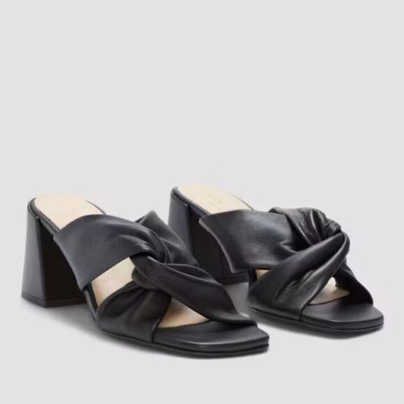 New Everlane The Day Twist Leather Heel in Black Size 9 - Picture 2 of 12